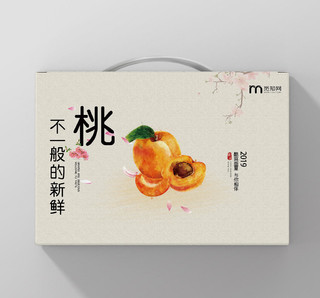 复古风桃花黄桃简约桃子水果礼品盒包装盒